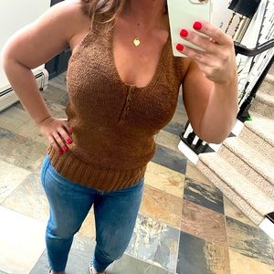 Stretchy brown tank top sweater